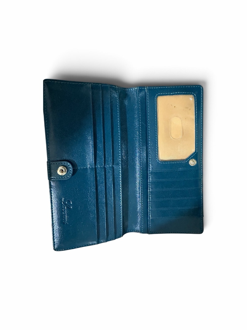 Leather Long Wallet RFID Blocking Credit Card - Blue